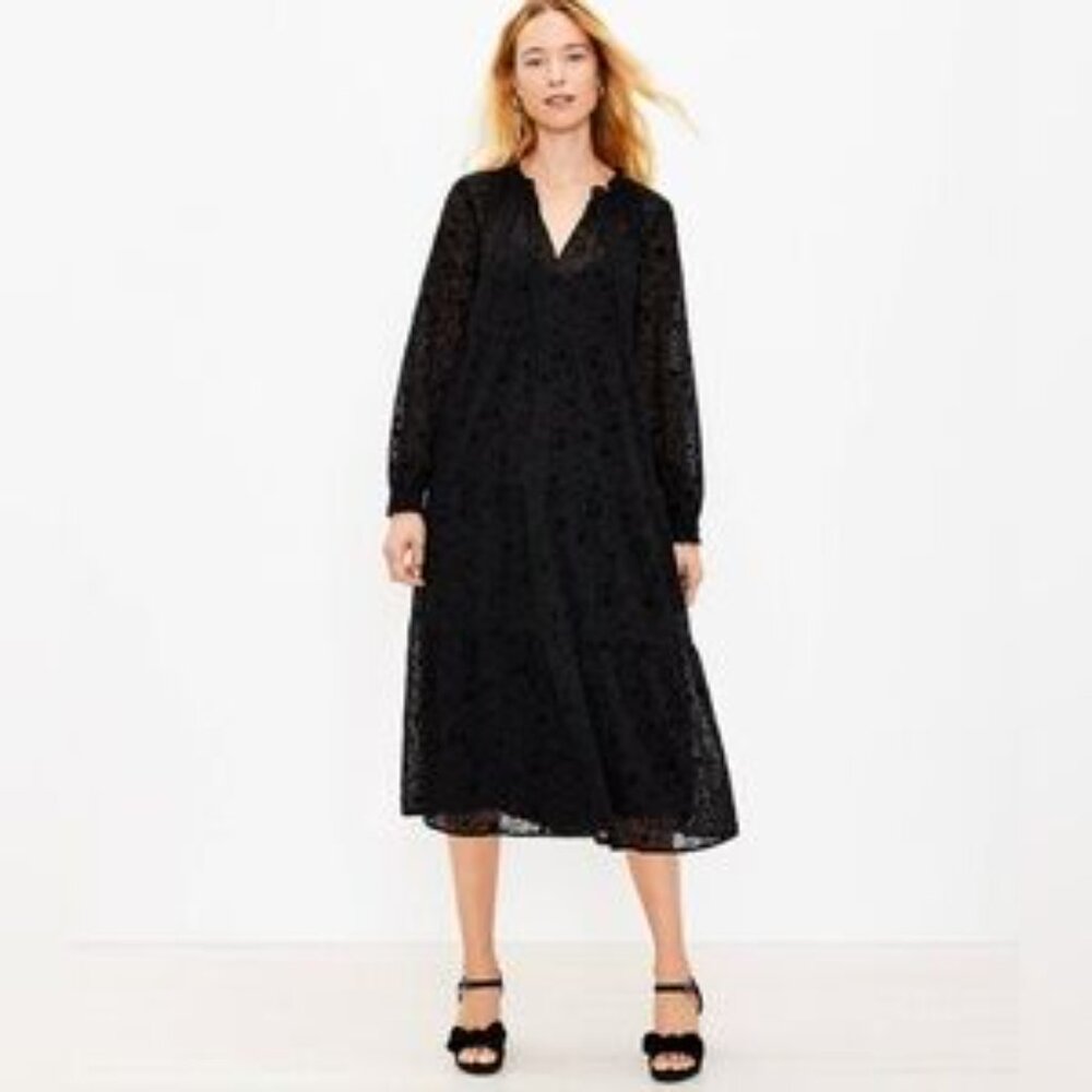 Elegant Black Lace Midi Dress
